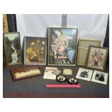 SEVERAL PIECES OF FRAMED ART AND SILOUHETTE