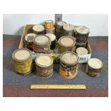 VINTAGE & ANTIQUE FLUID TINS, SOME FULL