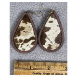 FAUX COWHIDE TEARDROP EARRINGS