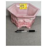 FENTON PINK & WHITE ROSALEN HEXAGON FOOTED BOWL