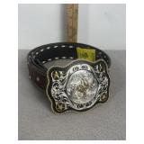 MONTANA SILVERSMITH BUCKING HORSE BUCKLE & BELT