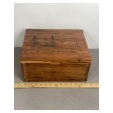 LARGE WOOD ENGRAVED TRINKET BOX, 6" X 13" X 10"