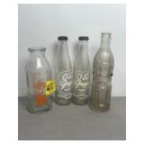 4 VINTAGE SODA & MILK BOTTLES