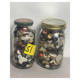 2 JARS OF VINTAGE BUTTONS
