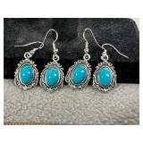 2 SETS OF FAUX TURQUOISE DANGLE EARRINGS