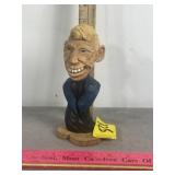 VINTAGE STYLE WOOD CARVING CARICATURE BUST, 7" T