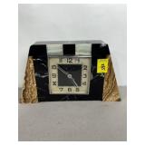 VINTAGE ART DECO MARBLE MANTEL CLOCK, 9" X 15 1/2
