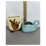 VINTAGE SWAN & DEER CERAMIC PLANTERS