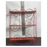VINTAGE WALL HANGING RED METAL SHELF