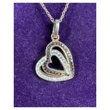 STERLING SILVER CRYSTAL ACCENTS HEART NECKELACE