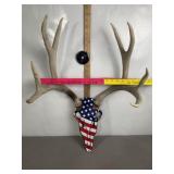 4 X 4 WHITE TAIL DEER ANTLER MERICA! HANGING MOUNT