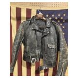VINTAGE OAKBROOK SPORTSWARE, BULLHIDE LEATHER COAT