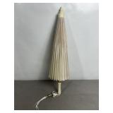 VINTAGE WOOD FRAMED SILK UMBRELLA
