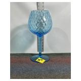 MID-CENTURY AQUAMARINE ART GLASS SNIFTER GOBLET