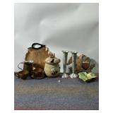 HONEY JAR, COPPER CUPS & LEAFS, CANDLE HOLDERS