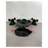 VINTAGE BLACK CERAMIC DISHES, CANDLE HOLDER, SWAN