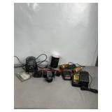 DEWALT BATTERY/CHARGER, ALARM CLOCK, MISC