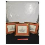 3 FRAMED AL LIGICH PICTURES, CITYSCAPE, HARBOR