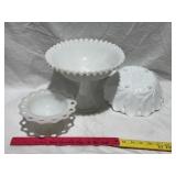 VINTAGE MILK GLASS COMPOTES & DISH