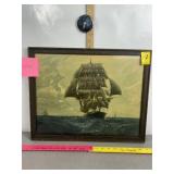 ANTIQUE SAILBOAT FRAMED PICTURE, G.G. REYNAUD?