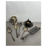 SILVER PLATE DISHES & SILVERWARE