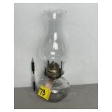VINTAGE CLEAR GLASS KEROSENE LAMP, 13" T
