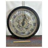 WALL HANGING CLOCK FEATURING EXPOSED GEARS
