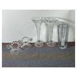 STROMBEIGSHYHAN VASE, CLEAR GLASS CANDLE HOLDERS