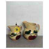 WATT POTTERY "APPLE" HAND PAINTED CERAMIC PITCHERS
