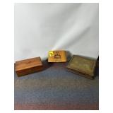3 WOOD TRINKET BOXES