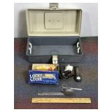FISHING TACKLE BOX W/ TACKLE & WRIST WATCH