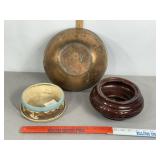 HAEGER & STONEWARE PLANTER, LARGE COPPER BOWL