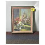 ORIGINAL OIL ON BOARD FRAMED FLOWER PICTURE