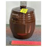 VINTAGE BROWN STONEWARE COOKIE JAR, 9" T