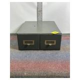 VINTAGE GREEN INDEX CARD WOOD FILE CABINET
