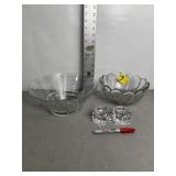 CLEAR GLASS BOWLS & CANDLE HOLDERS