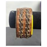 GENUINE LEATHER BRACLET W/ ZIPPER & BRAIDS