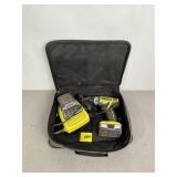 RYOBI CORDLESS DRILL W/ CHARGER & BATTERY, TESTED