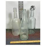 3 VINTAGE GLASS BOTTLES