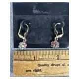 MULTICOLORED FLOWER DROP CLIP ON EARRINGS