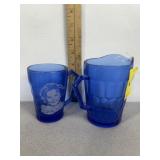 SHIRLEY TEMPLE COLBALT BLUE GLASS, W/ OTHER GLASS
