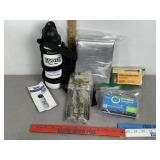 WATER FILTER, MATCHES, FIRE STARTER, SPACE BLANKET