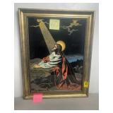 VINTAGE FRAMED JESUS PICTURE, GREAT COLORS