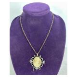 COPPER TONED CAMEO NECKLACE W/ STONES
