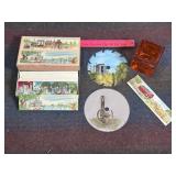 BETTE LARSON PAINTED SAW BLADES, MCM CANDLE HOLDER