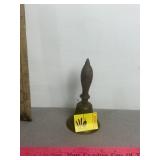 VINTAGE BRASS & WOOD HANDLED BELL, 6 1/2" T