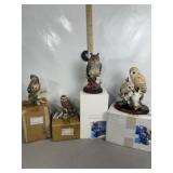 4 FINE PORCELAIN OWL FIGURES IN BOXES