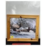 KEVIN DANIEL FRAMED ELK PICTURE, 24" X 21"