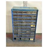 METAL ORGANIZER W/ HANDLE & CONTENTS, 17 1/2" X 12
