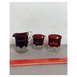 RUBY RED SOUVENIR ADVERTISING GLASSES